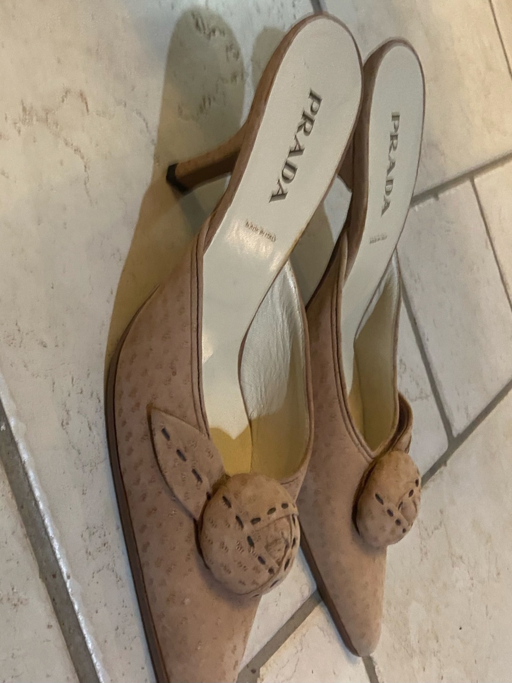 Prada Bow-Embellished Pointed Mules